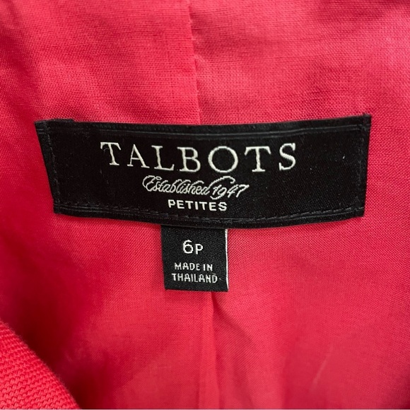 Talbots Grace Fit Linen Blend Classic Coral Blazer Jacket Office Work Summer - Picture 5 of 14